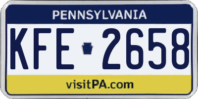 PA license plate KFE2658