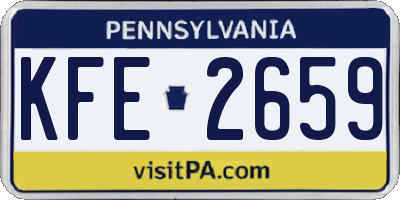 PA license plate KFE2659