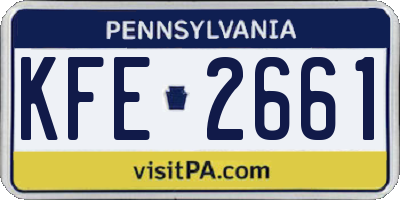 PA license plate KFE2661