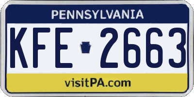 PA license plate KFE2663