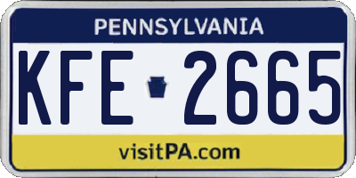PA license plate KFE2665