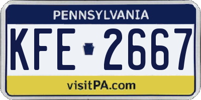 PA license plate KFE2667