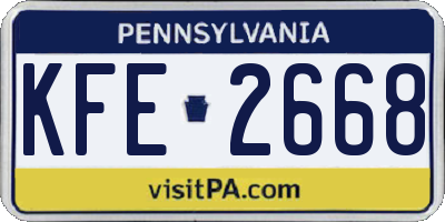 PA license plate KFE2668