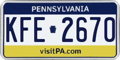 PA license plate KFE2670