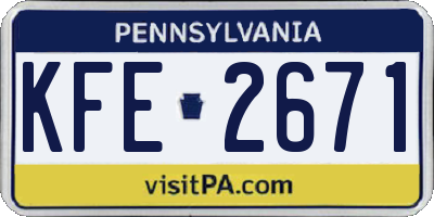 PA license plate KFE2671