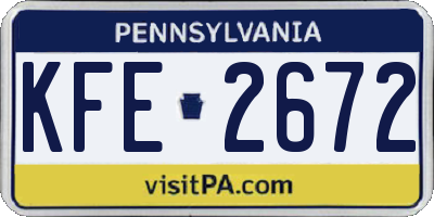 PA license plate KFE2672