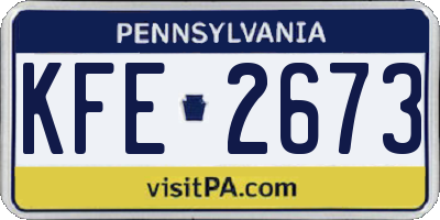 PA license plate KFE2673