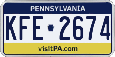 PA license plate KFE2674