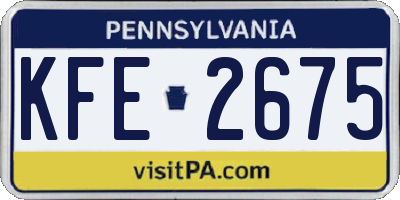 PA license plate KFE2675