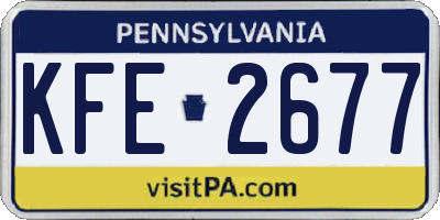 PA license plate KFE2677