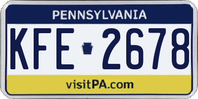PA license plate KFE2678
