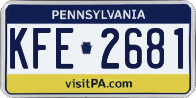 PA license plate KFE2681