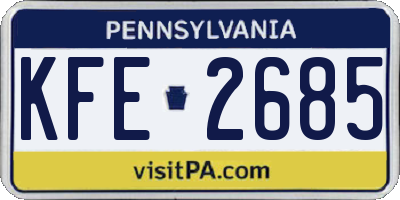 PA license plate KFE2685