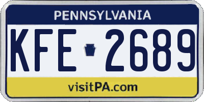 PA license plate KFE2689