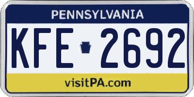 PA license plate KFE2692