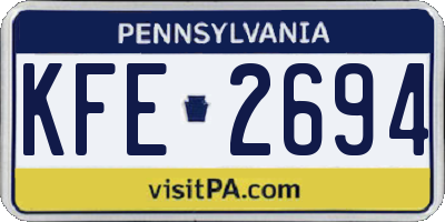 PA license plate KFE2694