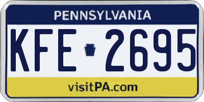 PA license plate KFE2695