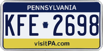 PA license plate KFE2698