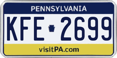 PA license plate KFE2699