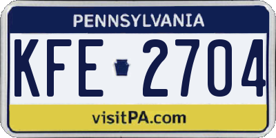 PA license plate KFE2704