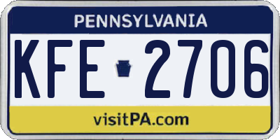 PA license plate KFE2706