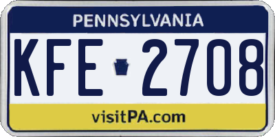 PA license plate KFE2708