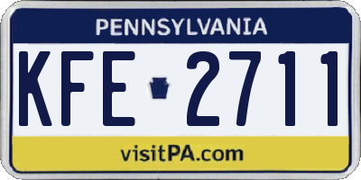 PA license plate KFE2711