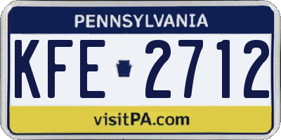 PA license plate KFE2712