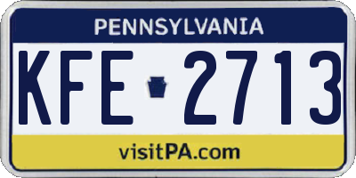 PA license plate KFE2713