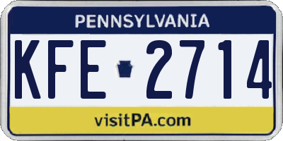 PA license plate KFE2714
