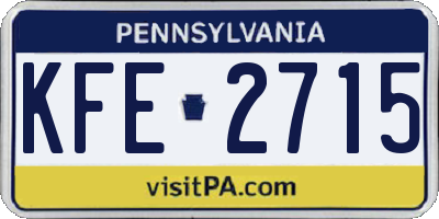 PA license plate KFE2715