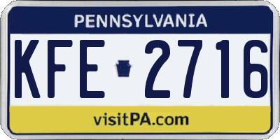 PA license plate KFE2716