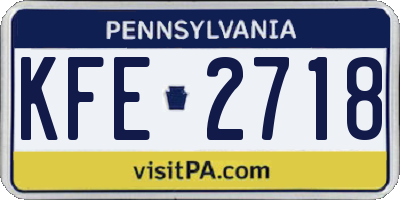 PA license plate KFE2718