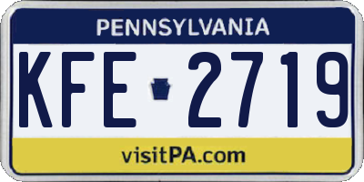 PA license plate KFE2719