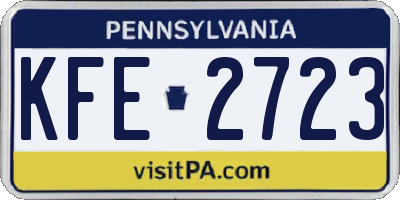 PA license plate KFE2723