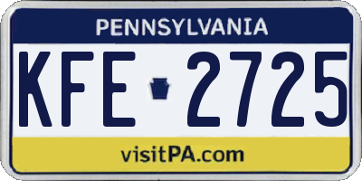 PA license plate KFE2725