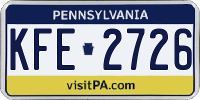 PA license plate KFE2726