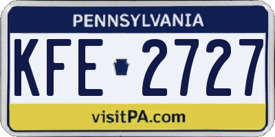 PA license plate KFE2727