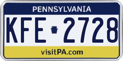 PA license plate KFE2728