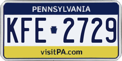 PA license plate KFE2729