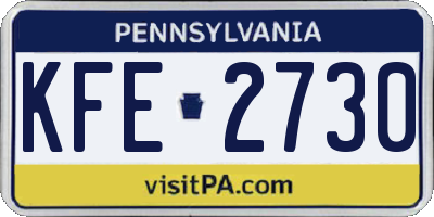 PA license plate KFE2730