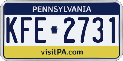 PA license plate KFE2731