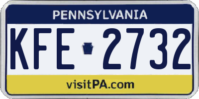 PA license plate KFE2732