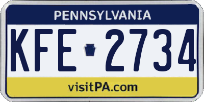 PA license plate KFE2734