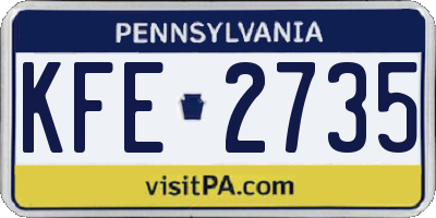 PA license plate KFE2735