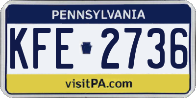 PA license plate KFE2736