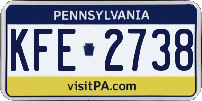 PA license plate KFE2738