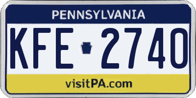 PA license plate KFE2740
