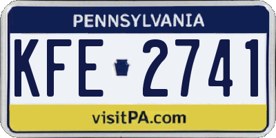 PA license plate KFE2741