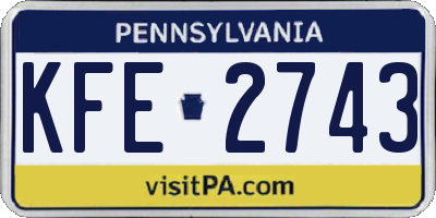 PA license plate KFE2743